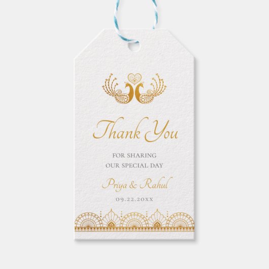 Elegant Gold Pattern Indian Wedding Cadeaulabel (Voorkant)