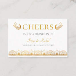 Elegant Gold Pattern Indian Wedding Drink Ticket