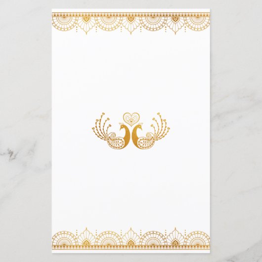Elegant Gold Pattern Indian Wedding Menu (Achterkant)