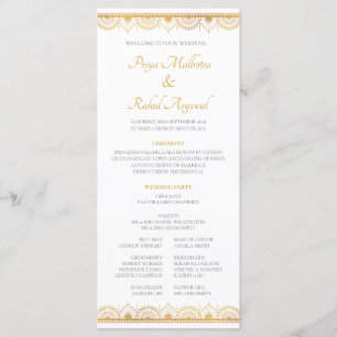 Elegant Gold Pattern Indian Wedding Programma