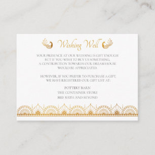 Elegant Gold Pattern Indian Wedding Registry Informatiekaartje