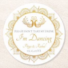Elegant Gold Pattern Indian Wedding Ronde Kartonnen Onderzetter