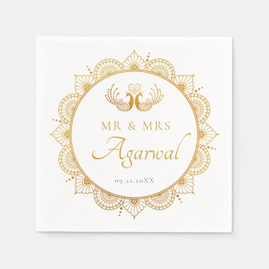 Elegant Gold Pattern Indian Wedding Servet (Voorkant)