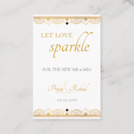 Elegant Gold Pattern Indian Wedding Sparkle Visitekaartje