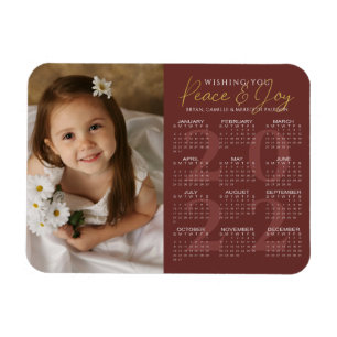 Elegant Gold PEACE en JOY 2022 Calendar Photo Magneet