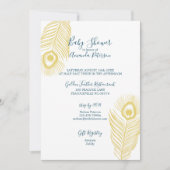 Elegant Gold Peacock Baby Shower Invitations (Devant)