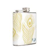 Elegant Gold Peacock Feathers Monogram Fles Heupfles (Rechts)