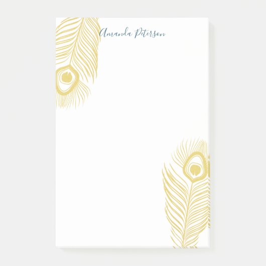 Elegant Gold Peacock Feathers Post-it Notes (Voorkant)