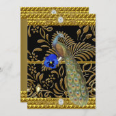 Elegant Gold Peacock Uitnodiging (Voorkant / Achterkant)