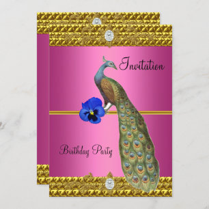 Elegant Gold Peacock Uitnodiging