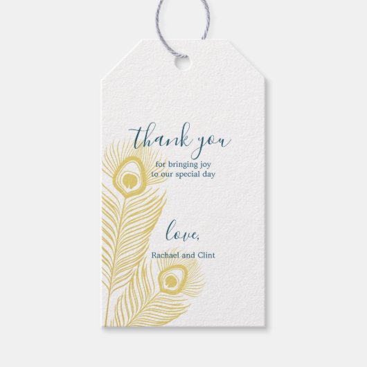 Elegant Gold Peacock Weddenschap Hartelijk dank La Cadeaulabel (Voorkant)