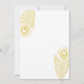 Elegant Gold Peacock Wedding Invitations Kaart (Achterkant)