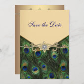 Elegant Gold Peacock Wedding Invitations Save The Date (Voorkant / Achterkant)