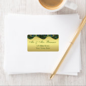 Elegant Gold Peacock Wedding Monogram Etiket (Insitu)