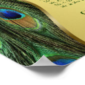 Elegant Gold Peacock Wedding Seding Chart Poster (Hoek)