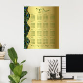 Elegant Gold Peacock Wedding Seding Chart Poster (Thuiskantoor)