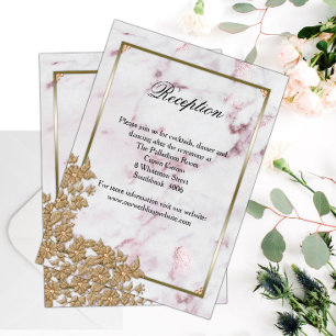 Elegant Gold Pearls roze marmer Weddenschappen Informatiekaartje