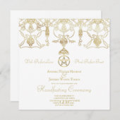 Elegant Gold Pentacle Handfasting Invitation (Voorkant / Achterkant)