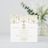 Elegant Gold Pentacle Handfasting Invitation (Staand voorkant)
