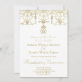 Elegant Gold Pentacle Handfasting Invitation (Voorkant)