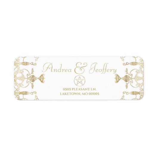 Elegant Gold Pentacle Pagan retouradres Etiket (Voorkant)