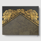 Elegant Gold Peony Floral Mariage livre d'hôtes (Verso)