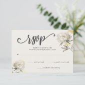 Elégant Gold Peony Floral Wedding Carte RSVP (Debout devant)