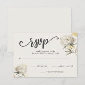 Elégant Gold Peony Floral Wedding Carte RSVP (Devant / Derrière)