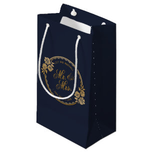 Elegant Gold Personalized Wedding Gift Bag Klein Cadeauzakje