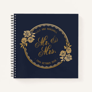 Elegant Gold Personalized Wedding Guestbook Notitieboek