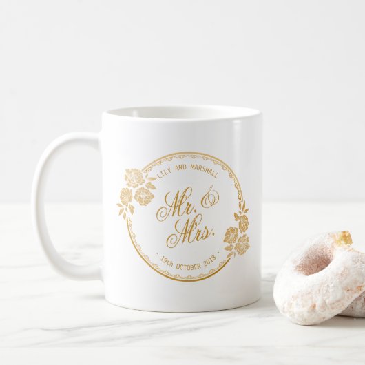 Elegant Gold Personalized Wedding | Mok (Met donut)