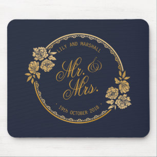 Elegant Gold Personalized Wedding Mousepad Muismat