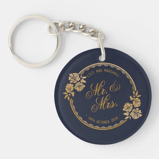 Elegant Gold Personalized Wedding | SLEUTELHANGER (Voorkant)