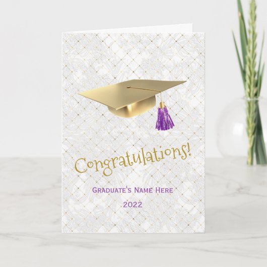 Elegant Gold Pet Paars Gefeliciteerd Afstuderen Kaart (Voorkant)