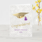 Elegant Gold Pet Paars Gefeliciteerd Afstuderen Kaart (Gele Bloem)