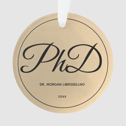 Elegant Gold PhD Afstuderen Naam jaar Ornament (voorkant)