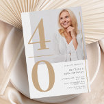 Elégant Gold Photo 40th Birthday Invitation<br><div class="desc">Elégant Gold Photo 40th Birthday Invitation</div>