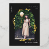 Elégant Gold Photo Graduation Foil Invitation (Recto)
