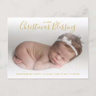 Elegant Gold Photo Holiday Birth Announance Aankondigingskaart