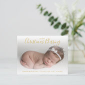 Elegant Gold Photo Holiday Faire-part de naissance (Debout devant)
