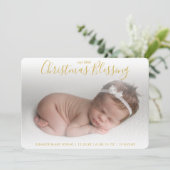 Elegant Gold Photo Holiday Faire-part de naissance (Debout devant)