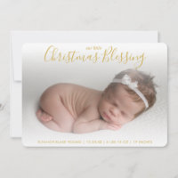 Elegant Gold Photo Holiday Faire-part de naissance