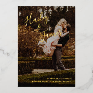 Elegant Gold Photo Modern Wedding Reception Folie Uitnodiging