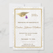 Elegant Gold Photo Pet Paars Afstuderen Aankondiging