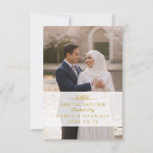 Elegant Gold Photo Save the Date Islamic Wedding (Devant)