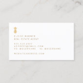 Elegant Gold Pineappel Pastel BLue Visitekaartje (Achterkant)