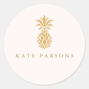 Elegant Gold Pineappel Ronde Sticker