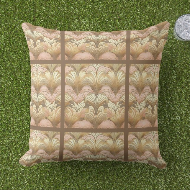 Elegant Gold, Pink and White Shell Pattern Buitenkussen (Gras)