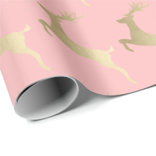 Elegant Gold Pink-kerstrendierpatroon Cadeaupapier
