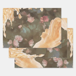 Elegant Gold Pink Rose Bokeh Lights Ontkoppeling Inpakpapier Vel